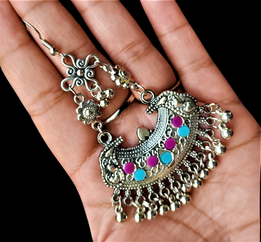 Multicolor half round earrings Earrings Ear Rings Earrings ethnic Trincket Jewellry Jewelry Jewellery