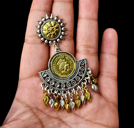 Gold and Silver Half Moon Earrings Earrings Ear Rings Earrings ethnic Trincket Jewellry Jewelry Jewellery