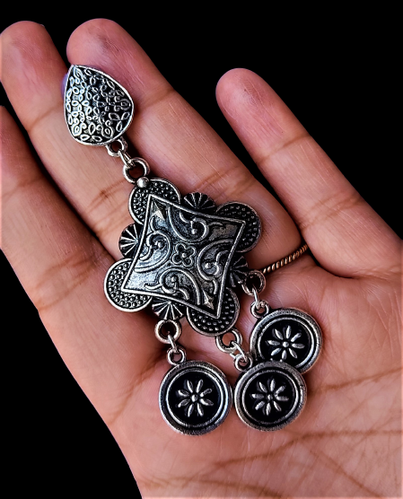 Diamond and round shape black tone earrings Earrings Ear Rings Earrings ethnic Trincket Jewellry Jewelry Jewellery