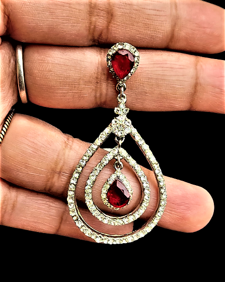 White and Red Small Stone Earrings Earrings Ear Rings Earrings ethnic party Trincket Jewellry Jewelry Jewellery