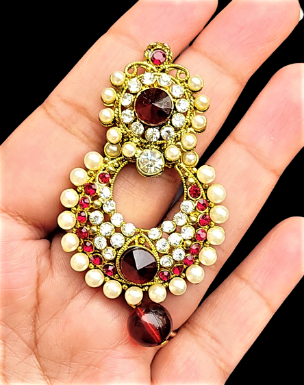 White and Red Small Stone Pearl Earrings Earrings Ear Rings Earrings ethnic Trincket Jewellry Jewelry Jewellery