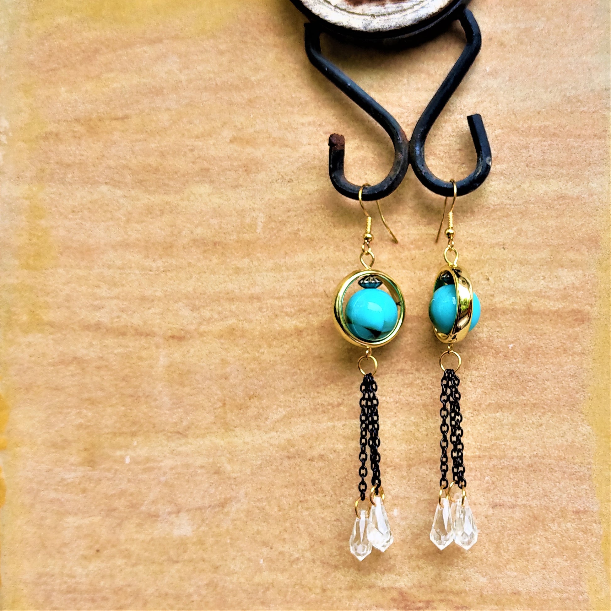 Single Bead Dangles Light Blue Earrings bead casuals Ear Rings Earrings office party Trincket Jewellry Jewelry Jewellery