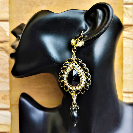 White and Black Big Stone Earrings Black Earrings Ear Rings Earrings ethnic Trincket Jewellry Jewelry Jewellery