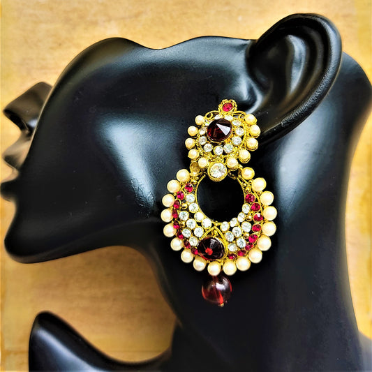 White and Red Small Stone Pearl Earrings Red Earrings Ear Rings Earrings ethnic Trincket Jewellry Jewelry Jewellery