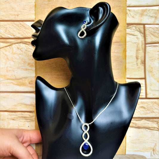 White and Blue Small Stone Pendant Set Blue Jewelry Set party Set Trincket Jewellry Jewelry Jewellery