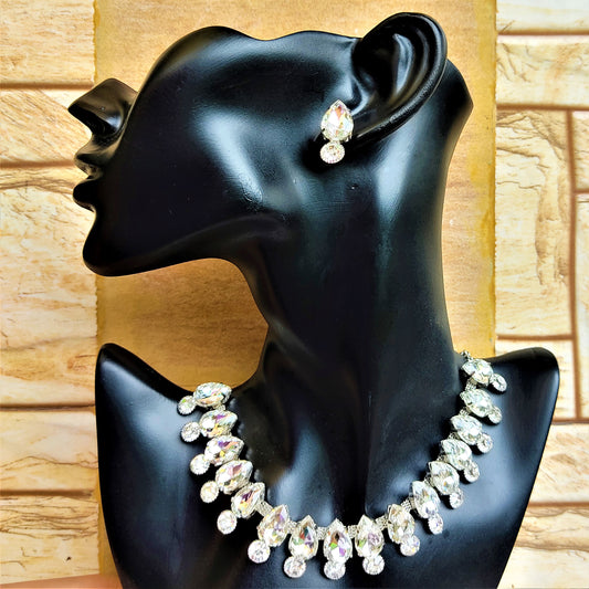 Silver Stone Choker Set Silver Jewelry Set ethnic party Set Trincket Jewellry Jewelry Jewellery