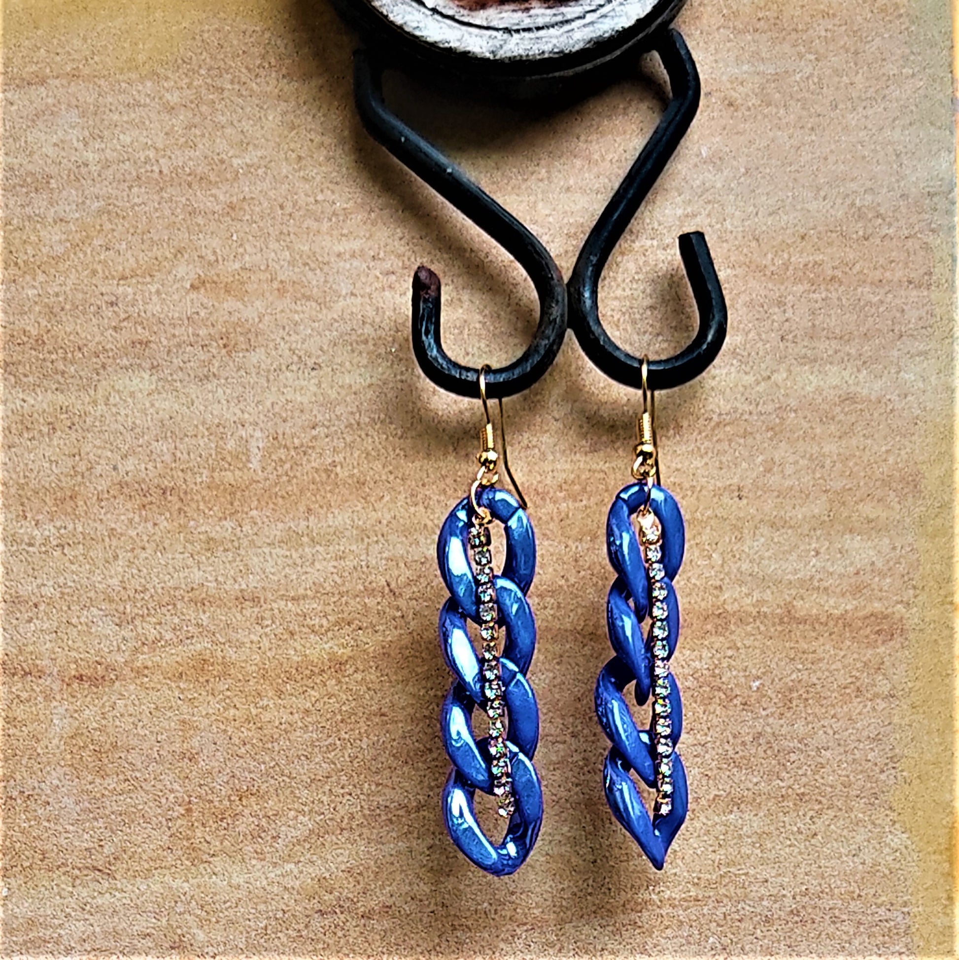 Funky Chain Like dangler Dark Blue Earrings casuals Ear Rings Earrings office party Trincket Jewellry Jewelry Jewellery