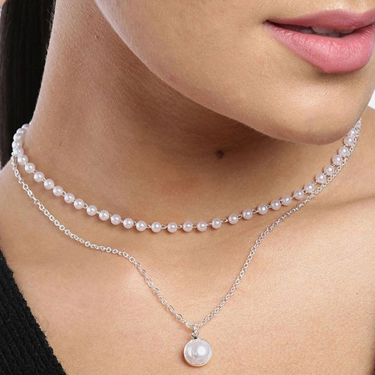 Beaded Double Chain Necklace Necklace bead casuals Necklace office party Trincket Jewellry Jewelry Jewellery