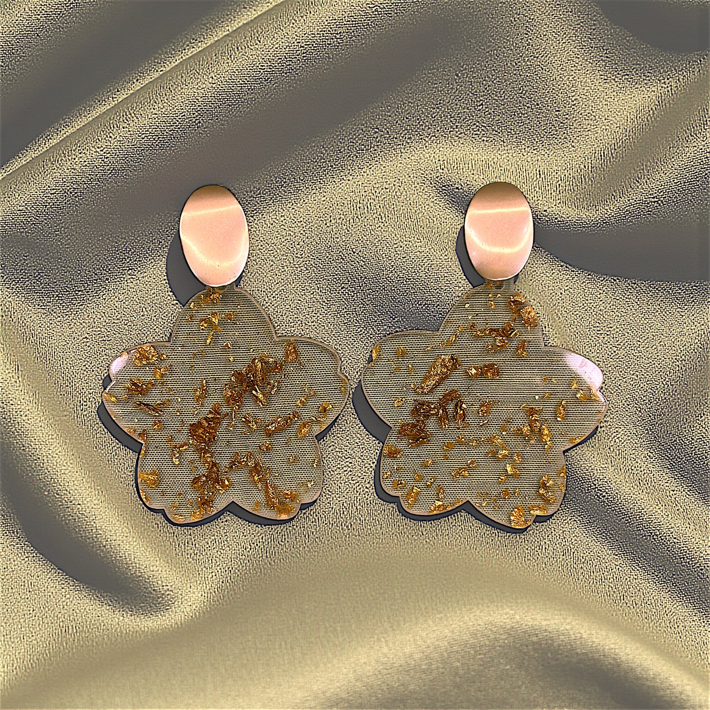 Transparent Plastic Earrings with Golden Print Gold Earrings casuals Ear Rings Earrings office party Trincket Jewellry Jewelry Jewellery