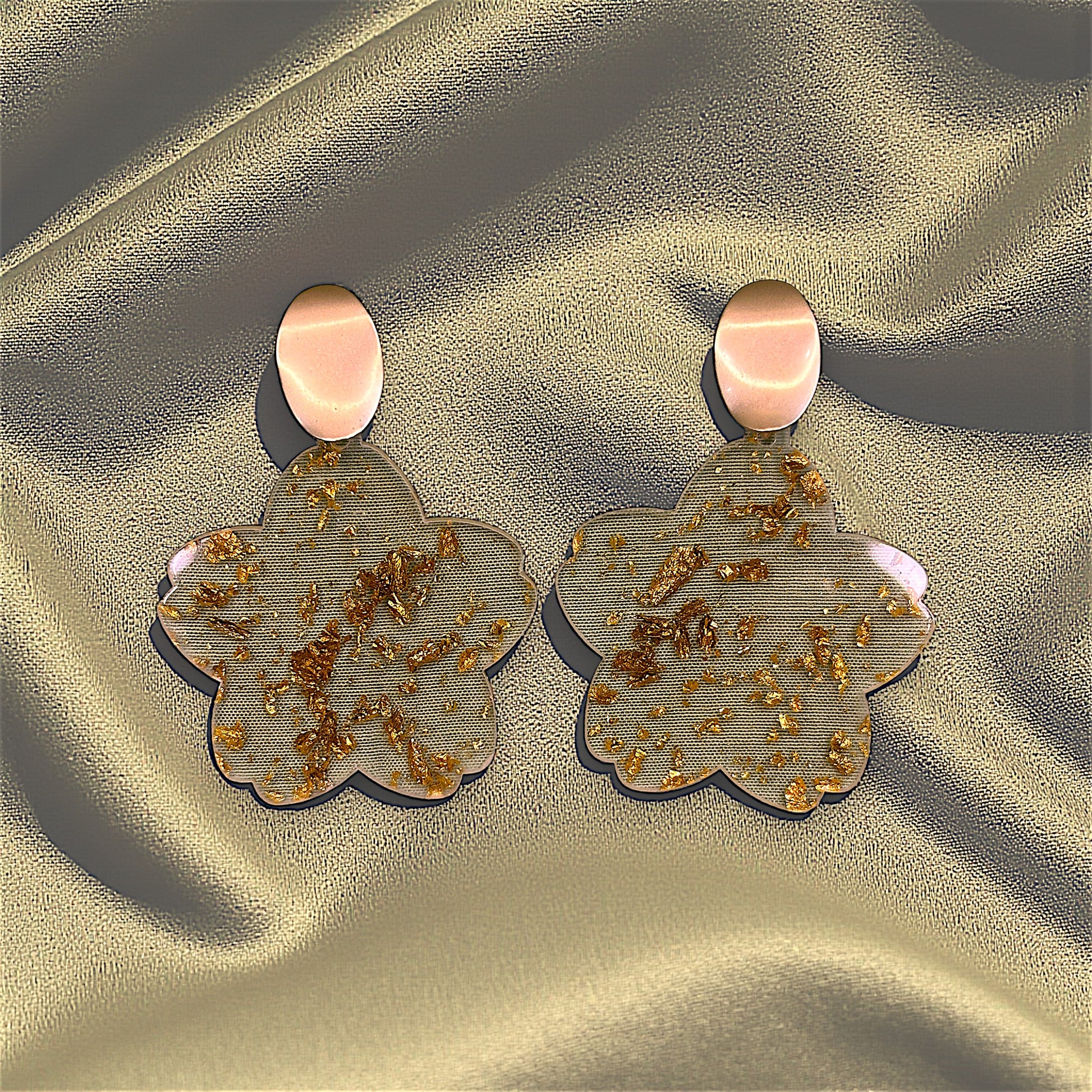 Transparent Plastic Earrings with Golden Print Gold Earrings casuals Ear Rings Earrings office party Trincket Jewellry Jewelry Jewellery