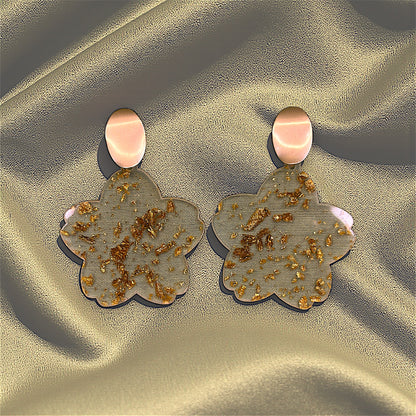 Transparent Plastic Earrings with Golden Print Gold Earrings casuals Ear Rings Earrings office party Trincket Jewellry Jewelry Jewellery