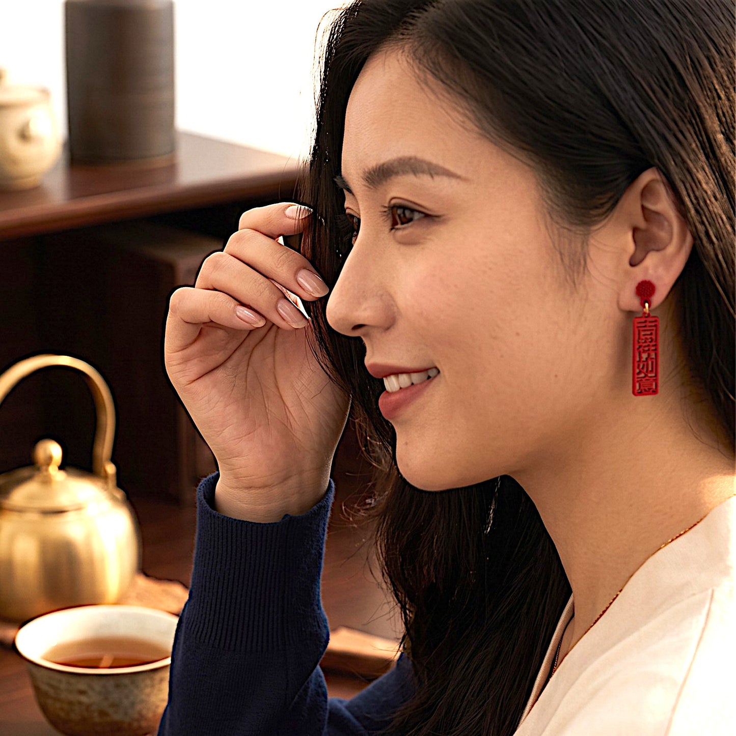 Japanese Style Red Earrings Earrings casuals Ear Rings Earrings office Trincket Jewellry Jewelry Jewellery