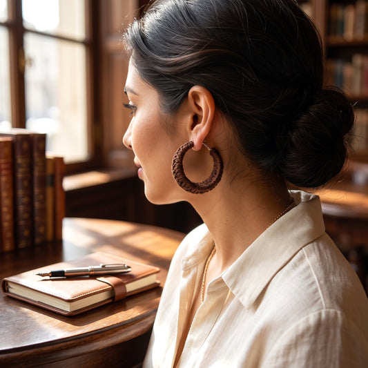Brown Ratan Hoops Earrings casuals Ear Rings Earrings office party Trincket Jewellry Jewelry Jewellery
