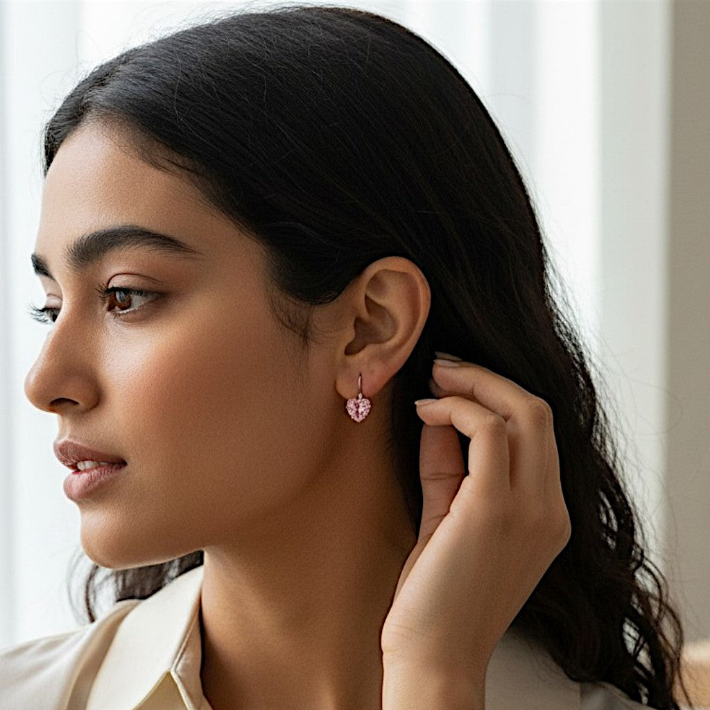 Tiny Heart Studded Hoops