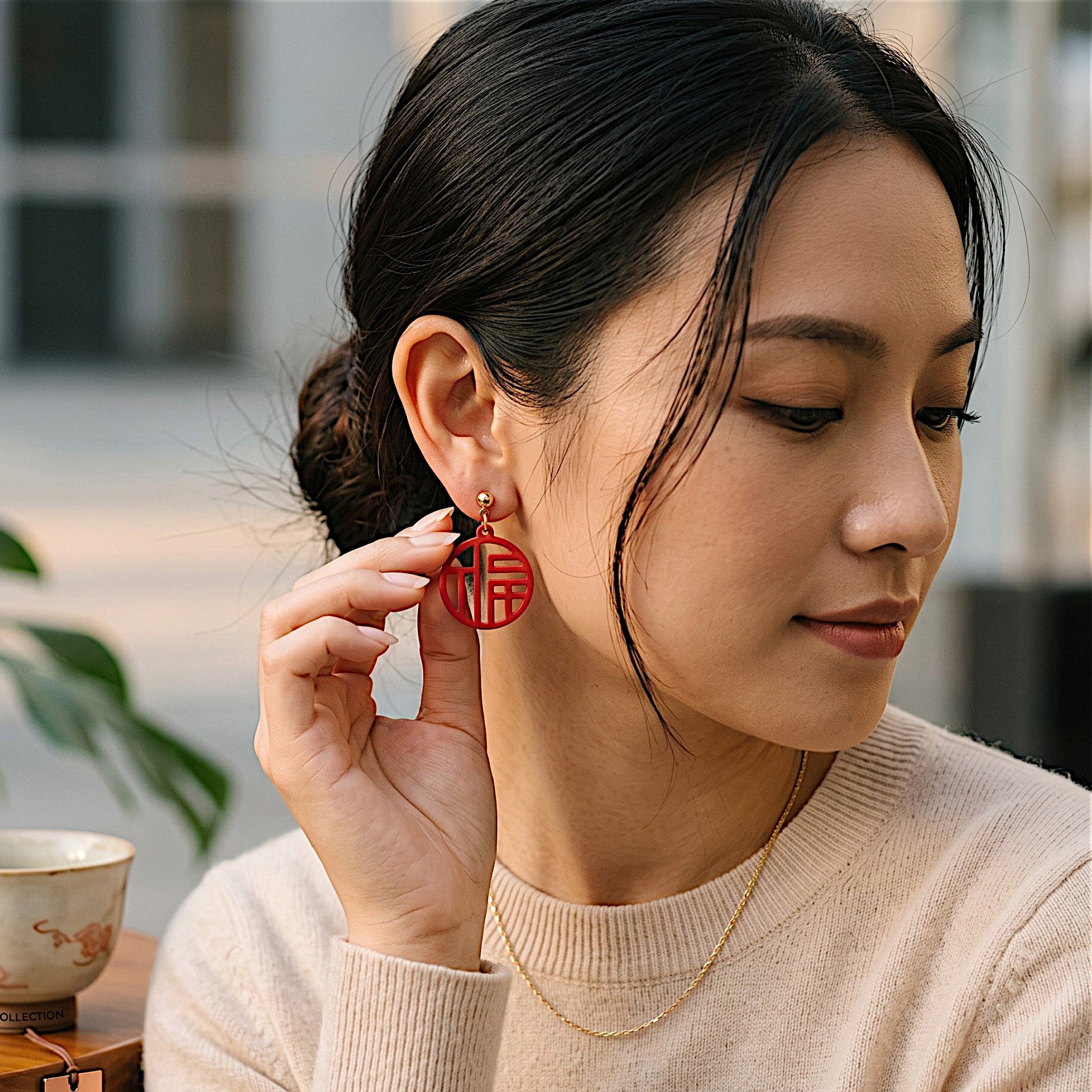 Japanese Style Red Earrings Earrings casuals Ear Rings Earrings office Trincket Jewellry Jewelry Jewellery