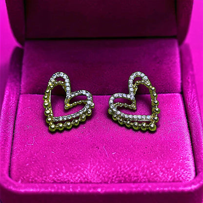 Twin Heart Earrings Gold Earrings casuals Ear Rings Earrings office party Trincket Jewellry Jewelry Jewellery