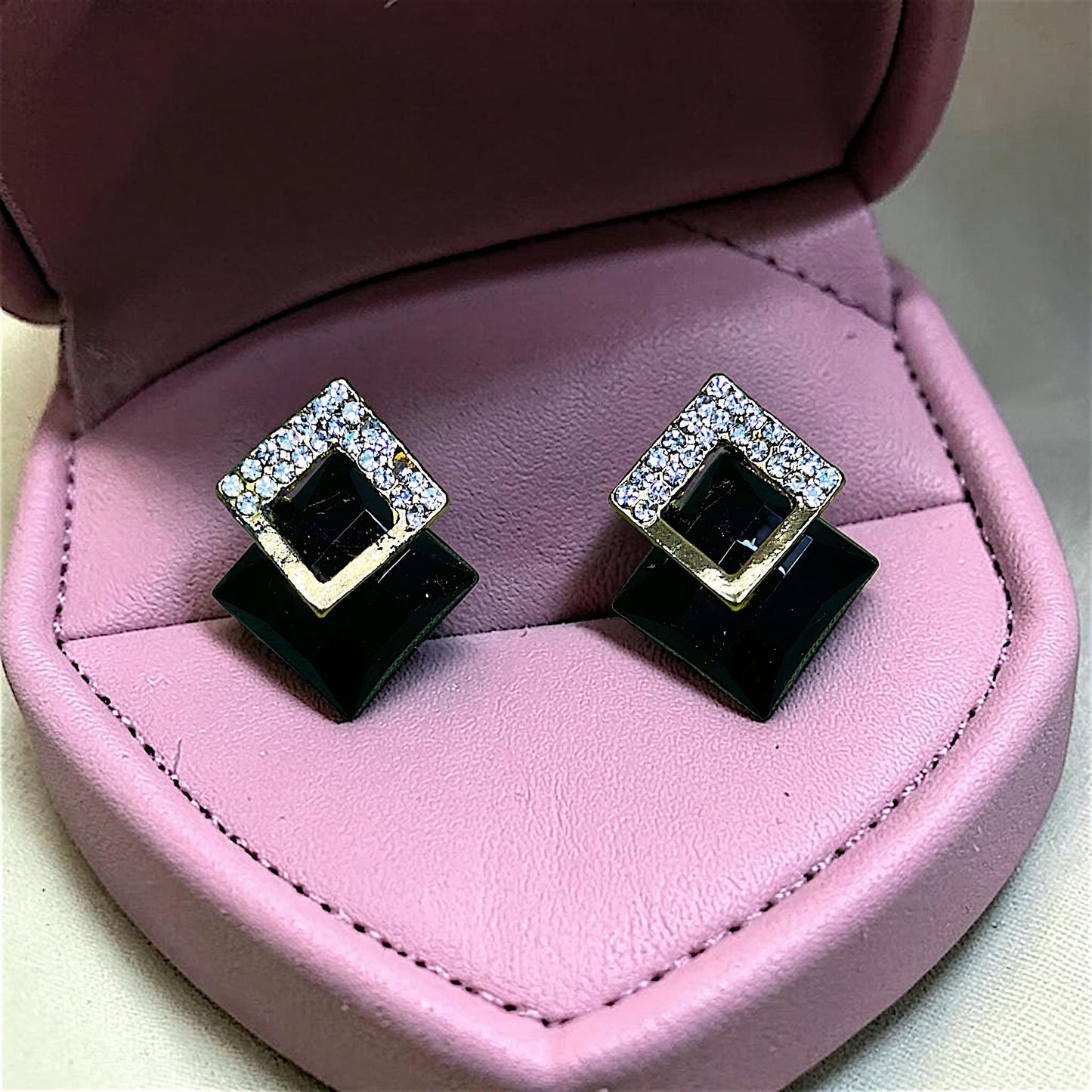 Twin Squares Black Earrings Black Earrings casuals Ear Rings Earrings ethnic office party Trincket Jewellry Jewelry Jewellery