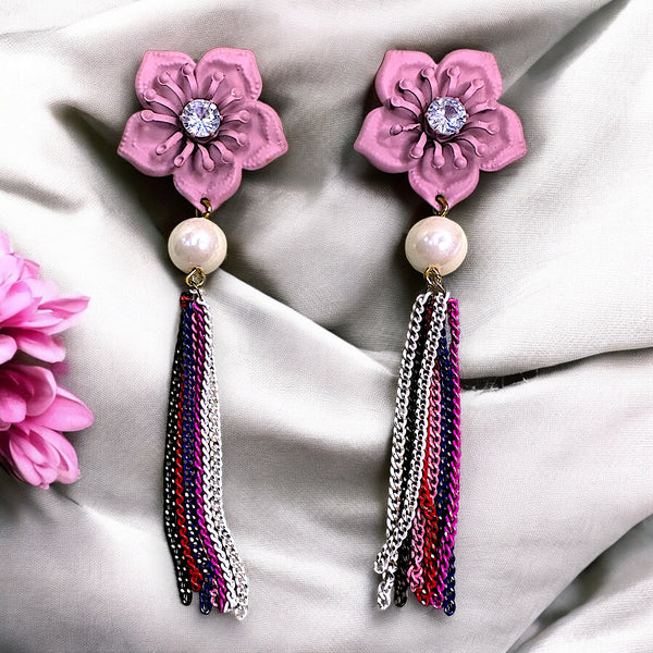 Flower and Chain Dangle Earring