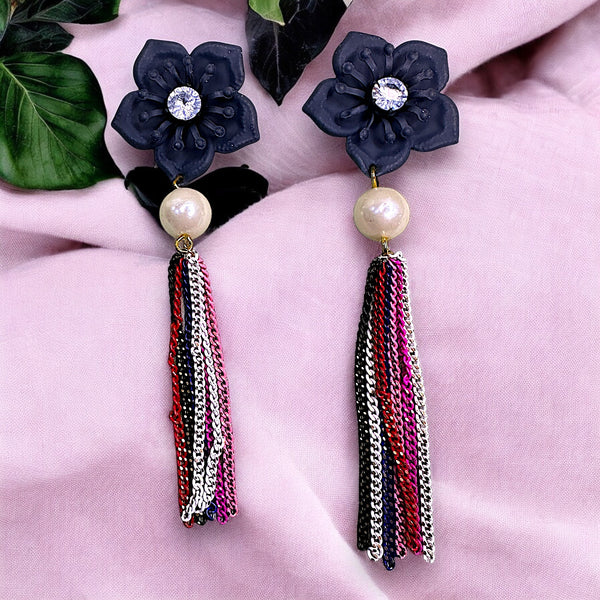 Flower and Chain Dangle Earring