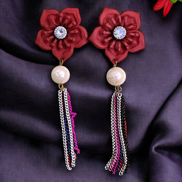 Flower and Chain Dangle Earring