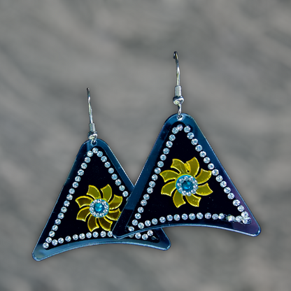 Triangle Stone Earrings Blue Earrings casuals Ear Rings Earrings ethnic office party Trincket Jewellry Jewelry Jewellery