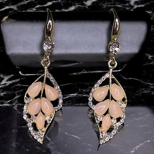 Leafy Cream Dangler Earrings casuals Ear Rings Earrings ethnic office party Trincket Jewellry Jewelry Jewellery