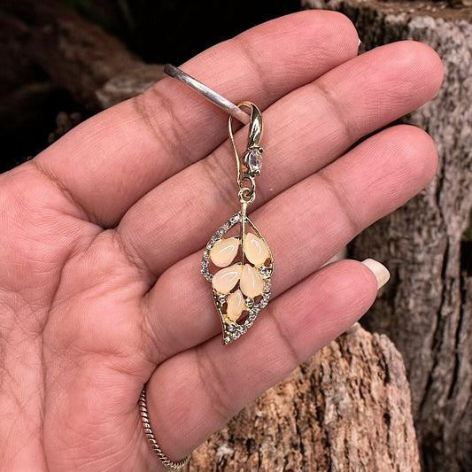 Leafy Cream Dangler Earrings casuals Ear Rings Earrings ethnic office party Trincket Jewellry Jewelry Jewellery