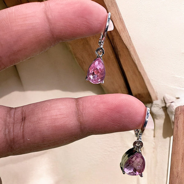 Pink Drops Crystal Earrings