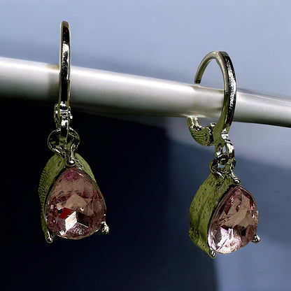 Pink Drops Crystal Earrings Earrings Ear Rings Earrings Trincket Jewellry Jewelry Jewellery