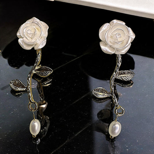 Rose Climber Studs White Earrings casuals Ear Rings Earrings ethnic party Trincket Jewellry Jewelry Jewellery