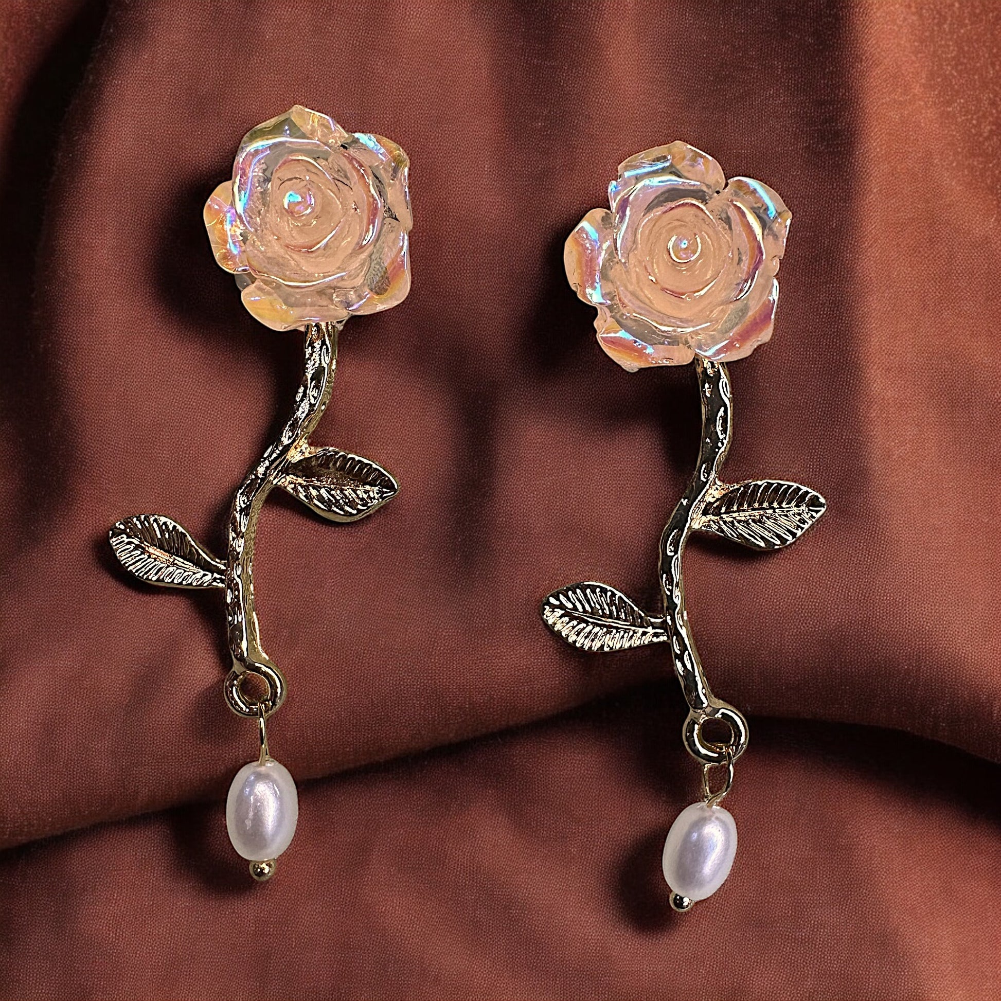 Rose Climber Studs Peach Earrings casuals Ear Rings Earrings ethnic party Trincket Jewellry Jewelry Jewellery