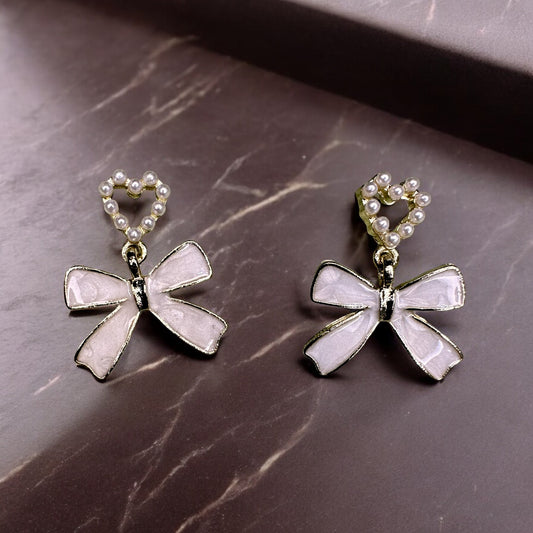 Bowed Heart Earrings Earrings bead casuals Ear Rings Earrings office party Trincket Jewellry Jewelry Jewellery