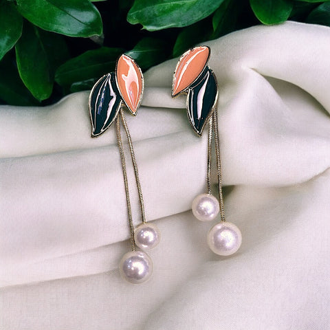 Ball-Leaf-Ball Earrings