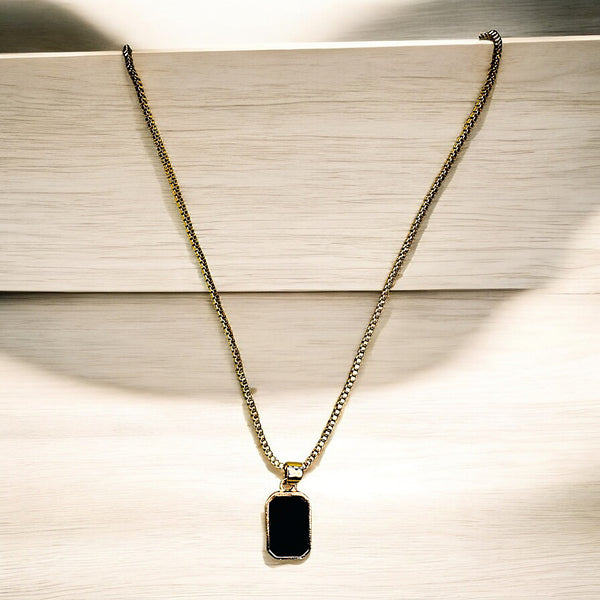 Elegant Black Enamel Pendant Necklace