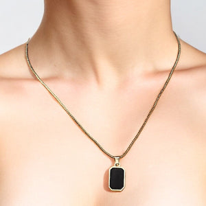 Elegant Black Enamel Pendant Necklace