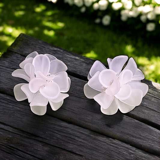 3D Flower Studs White Earrings casuals Ear Rings Earrings office party Trincket Jewellry Jewelry Jewellery