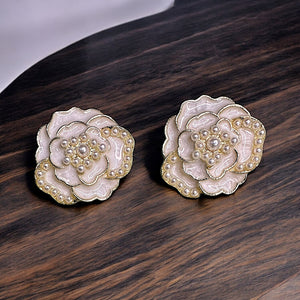 Beady Enamel Flower Studs - Ethnic Elegance