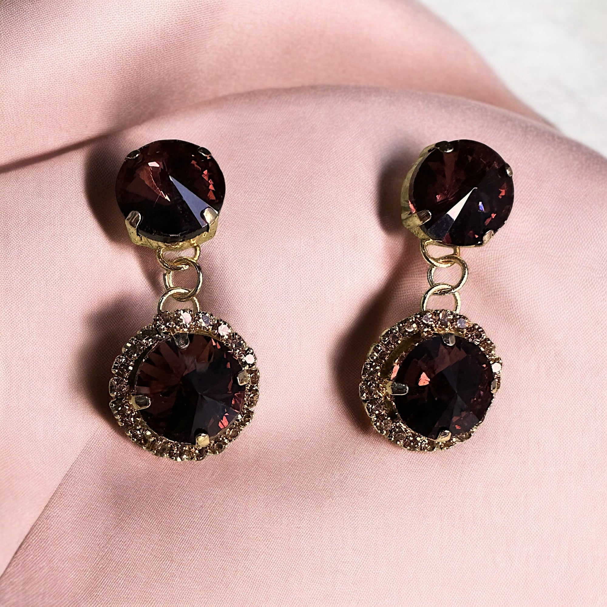 Circular Glass Stone Earrings