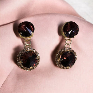 Circular Glass Stone Earrings