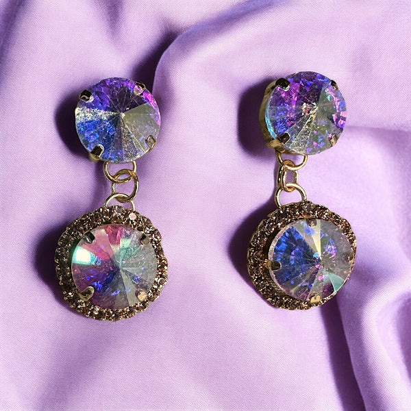 Circular Glass Stone Earrings