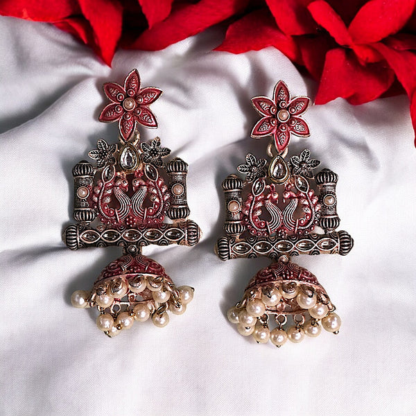 Twin Peacock Temple Earrings