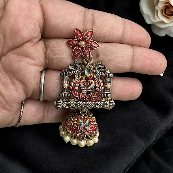 Twin Peacock Temple Earrings