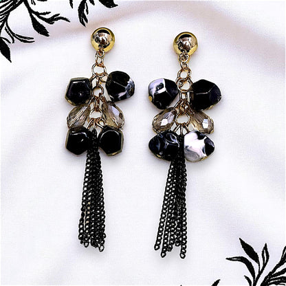 Round Big Beads Dangles Black Earrings bead casuals Ear Rings Earrings party Trincket Jewellry Jewelry Jewellery