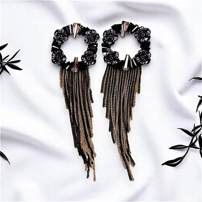 Rose Beads Korean Dangler Black Earrings bead Ear Rings Earrings party Trincket Jewellry Jewelry Jewellery