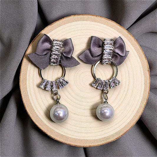 Bow Earrings Grey Earrings AD Ear Rings Earrings party Trincket Jewellry Jewelry Jewellery