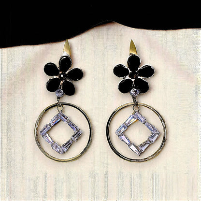Flower Shaped Rice Beads Earrings Black Earrings AD Ear Rings Earrings party Trincket Jewellry Jewelry Jewellery