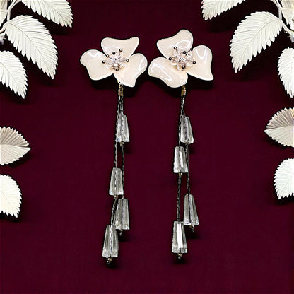 Big flower Earrings with Rice Stones White Earrings bead Ear Rings Earrings party Trincket Jewellry Jewelry Jewellery