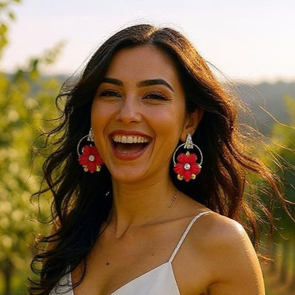Velvet Flower Earrings Earrings AD Ear Rings Earrings party Trincket Jewellry Jewelry Jewellery
