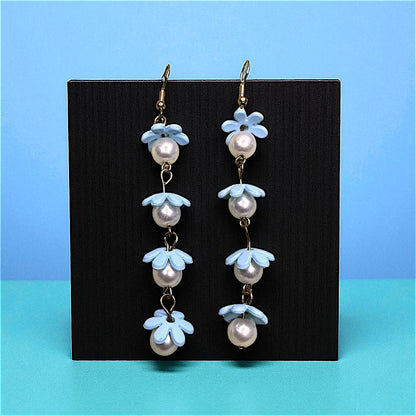Flower and Bead Dangler Blue Earrings bead casuals Ear Rings Earrings office party Trincket Jewellry Jewelry Jewellery