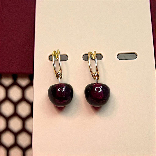 Cherry Hoops Maroon Earrings bead casuals Ear Rings Earrings ethnic office party Trincket Jewellry Jewelry Jewellery
